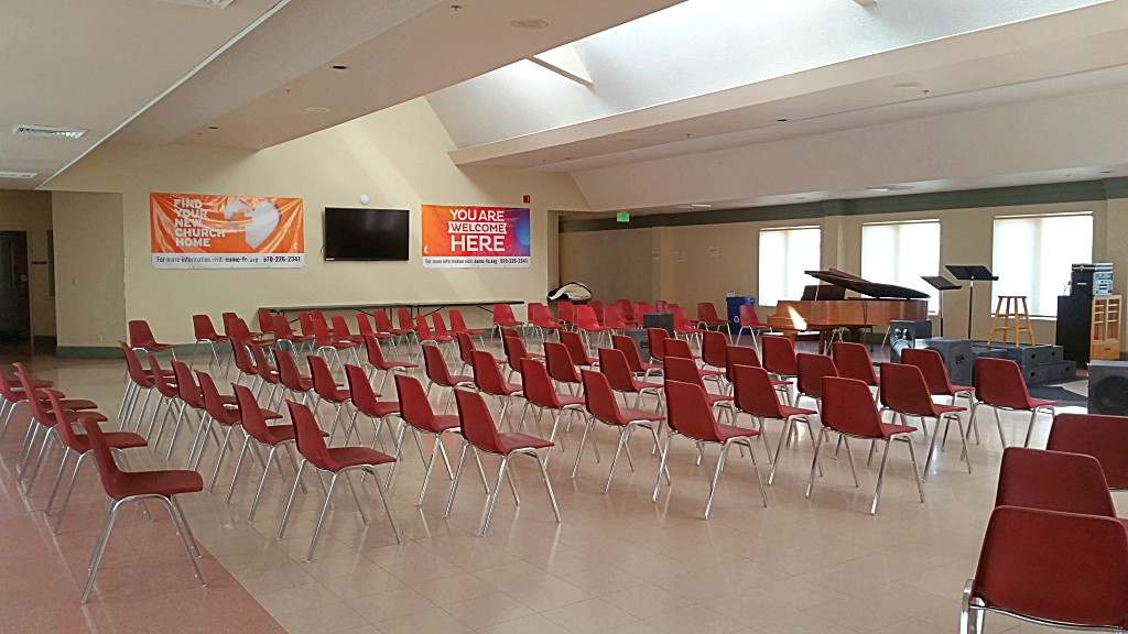 CUMC Fellowship Hall room with chairs.