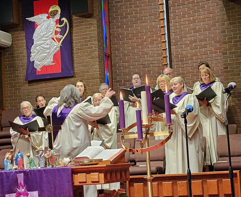 CUMC's adult choir performing in the Sanctuary.