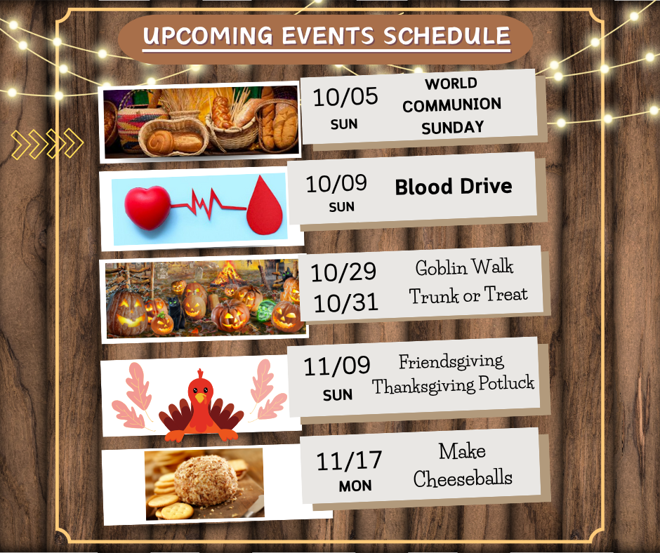Upcoming events schedule