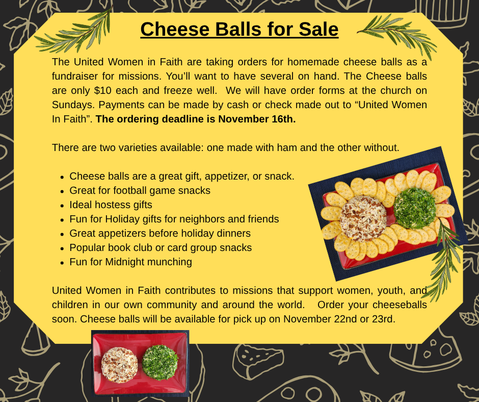 Cheese Balls Sale image with pictures of cheese balls.
