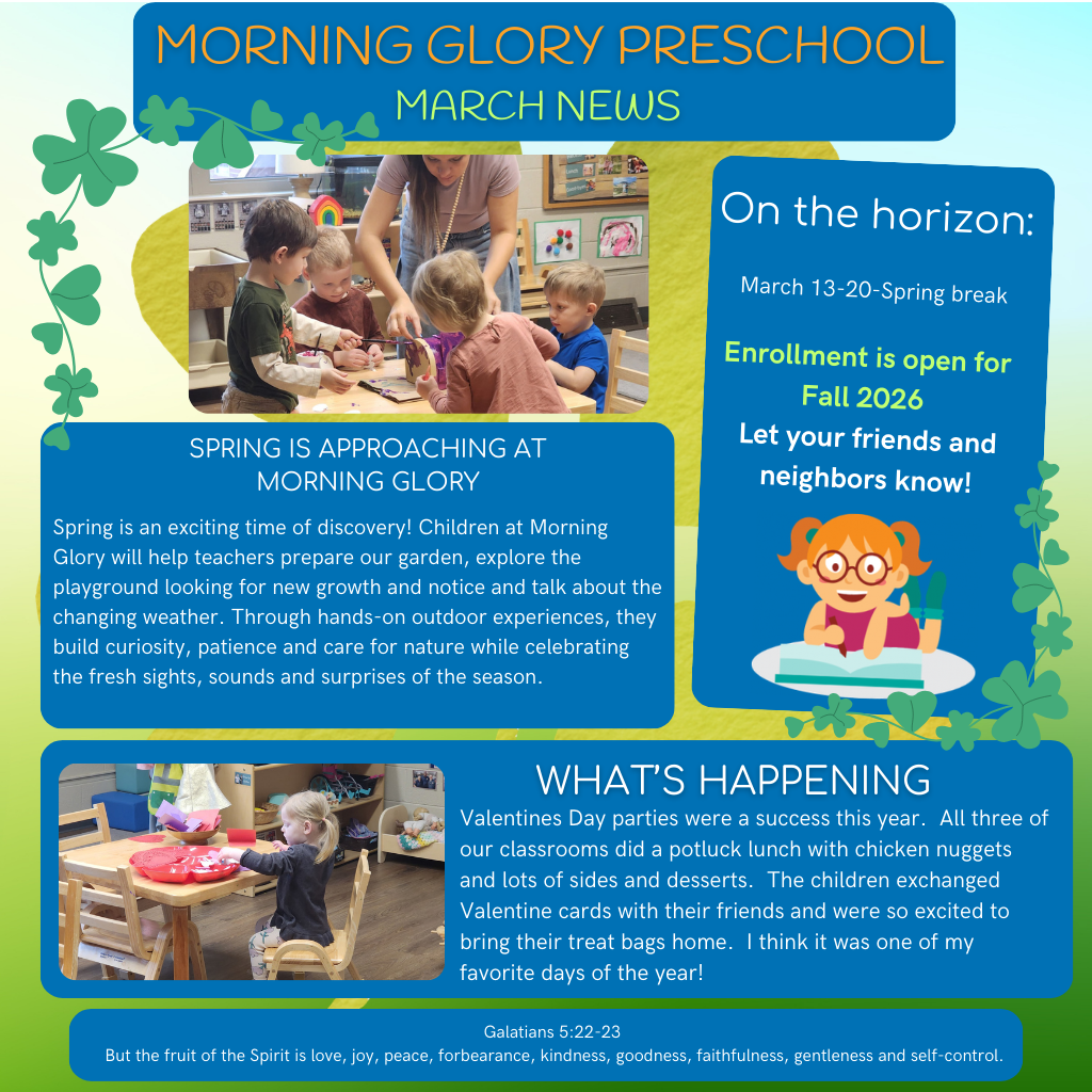Morning Glory Preschool March 2026 update.