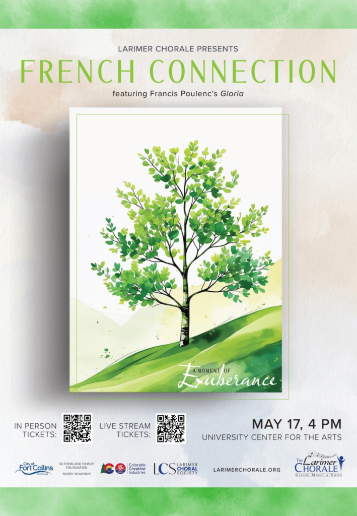 Larimer Chorale upcoming concert info for May 2026.