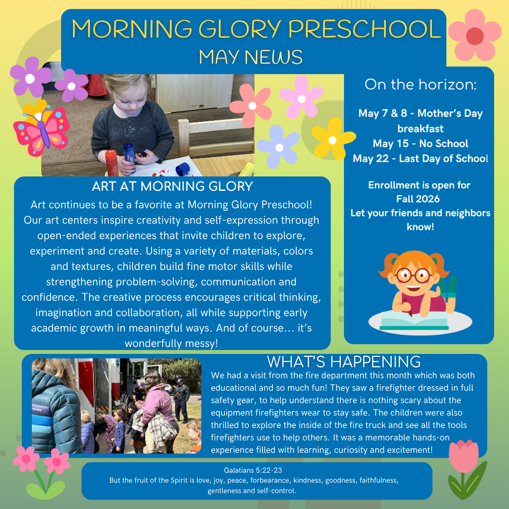 Morning Glory Preschool update for May.