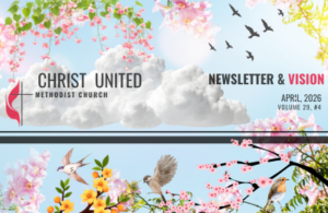 April newsletter banner with spring scene.