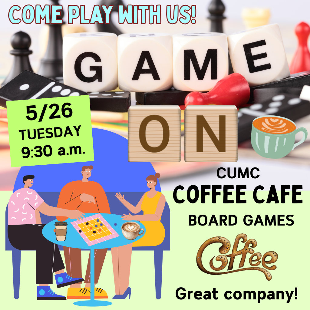 Game On at the Coffee Cafe here at Christ United Methodist Church.