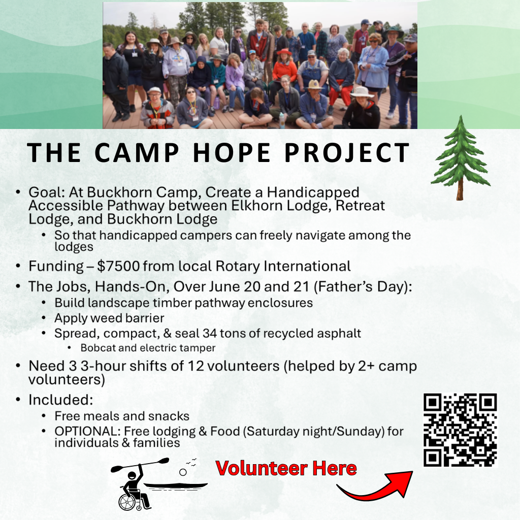 Camp Hope Project call for volunteers.